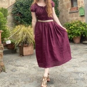 Adoria Threads Handmade Eggplant Purple Peasant midi dress small/xs
